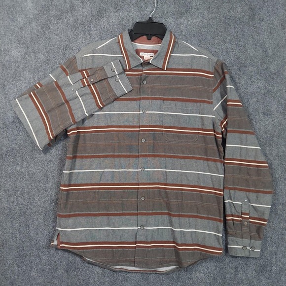 Carbon2Cobalt Shirt Mens Medium Striped Button Up Casual Effortless Cool - Picture 3 of 9